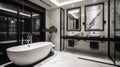 Interior deisgn of Bathroom in Modern style with Freestanding Tub Royalty Free Stock Photo