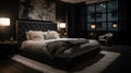 Interior deisgn of Bedroom in Modern style with Bed Royalty Free Stock Photo