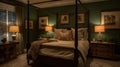 Interior deisgn of Bedroom in Traditional style with Four-Poster Bed Royalty Free Stock Photo