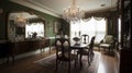 Interior deisgn of Dining Room in Traditional style with Chandelier Royalty Free Stock Photo