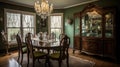 Interior deisgn of Dining Room in Traditional style with Chandelier Royalty Free Stock Photo