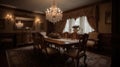 Interior deisgn of Dining Room in Traditional style with Chandelier Royalty Free Stock Photo