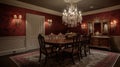Interior deisgn of Dining Room in Traditional style with Chandelier Royalty Free Stock Photo