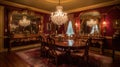 Interior deisgn of Dining Room in Traditional style with Chandelier Royalty Free Stock Photo