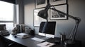 Interior deisgn of Home Office in Modern style with Minimalist Desk