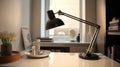 Interior deisgn of Home Office in Modern style with Minimalist Desk Royalty Free Stock Photo