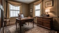 Interior deisgn of Home Office in Traditional style with Antique Desk Royalty Free Stock Photo