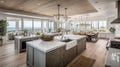 Interior deisgn of Kitchen in Coastal style with Ocean View