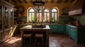 Interior deisgn of Kitchen in Mediterranean style with Terra cotta tile flooring Royalty Free Stock Photo