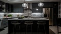 Interior deisgn of Kitchen in Modern style with Kitchen Island