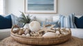 Interior deisgn of Living Room in Coastal style with Ocean View Royalty Free Stock Photo