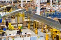 interior of delivery warehouse with belt conveyors system Royalty Free Stock Photo