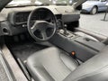 Interior of Delorean Vintage Car. Black leather and plastic.