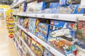 Interior of the department of children`s toys in a supermarket.