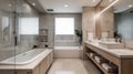 Interior deisgn of Bathroom in Modern style with Bathtub