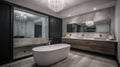 Interior deisgn of Bathroom in Modern style with Freestanding Tub Royalty Free Stock Photo