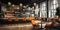 Interior design of beautiful modern cafe, bar Royalty Free Stock Photo