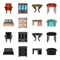 Interior, design, bed, bedroom .Furniture and home interiorset collection icons in black,cartoon style vector symbol