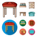 Interior, design, bed, bedroom .Furniture and home interiorset collection icons in cartoon,flat style vector symbol