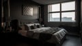 Interior deisgn of Bedroom in Modern style with Bed Royalty Free Stock Photo