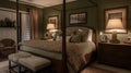 Interior deisgn of Bedroom in Traditional style with Four-Poster Bed Royalty Free Stock Photo