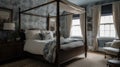 Interior deisgn of Bedroom in Traditional style with Four-poster bed Royalty Free Stock Photo