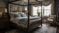 Interior deisgn of Bedroom in Traditional style with Four-poster bed Royalty Free Stock Photo