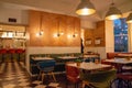 Interior design of the cafe in Indigo Hotel captured in London, UK