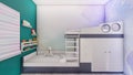 Interior design childrens bedroom 3d visualization realistic Royalty Free Stock Photo