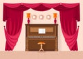 The interior design of the concert hall with a piano. Vector.