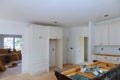 Interior design construction of a kitchen with in home addition new cabinet Royalty Free Stock Photo