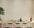 interior design a dining room with table and chairs wall mockup