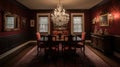 Interior deisgn of Dining Room in Traditional style with Chandelier Royalty Free Stock Photo