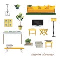 Interior design elements illustration. furniture collection. Pas