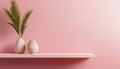 Interior Design Featuring A Minimalistic Pink Wall And Shelf With Empty Space Royalty Free Stock Photo