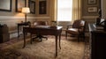 Interior deisgn of Home Office in Traditional style with Antique Desk Royalty Free Stock Photo