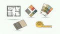 Interior Design and Home Renovation Planning Tools Icons Royalty Free Stock Photo