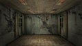 The interior design of horror and creepy damage empty room., 3D rendering