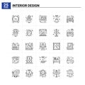 25 Interior Design icon set. vector background Royalty Free Stock Photo