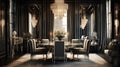 Interior design inspiration of Art Deco Glamorous style dining room loveliness . Royalty Free Stock Photo