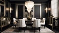 Interior design inspiration of Art Deco Glamorous style dining room loveliness . Royalty Free Stock Photo