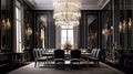 Interior design inspiration of Art Deco Glamorous style dining room loveliness . Royalty Free Stock Photo