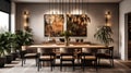 Interior design inspiration of Contemporary Modern style dining room loveliness . Royalty Free Stock Photo