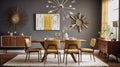 Interior design inspiration of Mid-century Modern Retro style dining room loveliness .