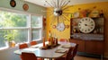 Interior design inspiration of Mid-Century Modern Retro style dining room loveliness .