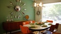 Interior design inspiration of Mid-Century Modern Retro style dining room loveliness .