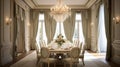 Interior design inspiration of Traditional Elegant style dining room loveliness . Royalty Free Stock Photo