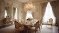 Interior design inspiration of Traditional Elegant style dining room loveliness . Royalty Free Stock Photo