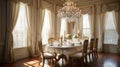 Interior design inspiration of Traditional Elegant style dining room loveliness . Royalty Free Stock Photo