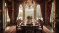 Interior design inspiration of Traditional Elegant style dining room loveliness . Royalty Free Stock Photo